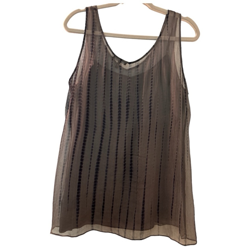 Eileen Fisher Sheer Black and Tan Striped Top